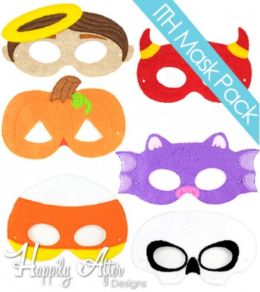 Halloween 2 ITH Mask Embroidery Design Pack 