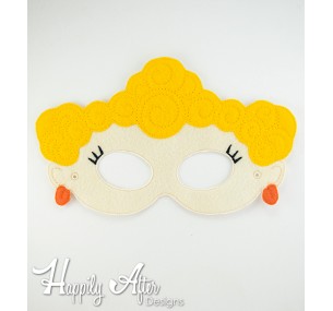 Curls and Swirls Girl Mask ITH Embroidery Design 