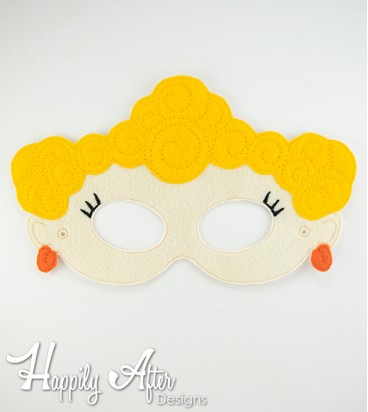 Curls and Swirls Girl Mask ITH Embroidery Design