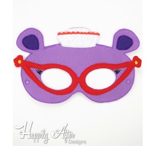 Hippo with Glasses Mask ITH Embroidery Design 