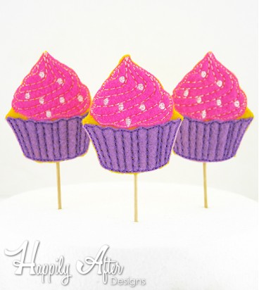 Cupcake Shaped Cupcake Topper Embroidery Design 