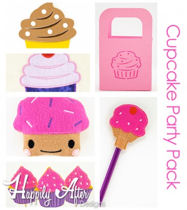 Cupcake Party Pack Embroidery and SVG Designs 
