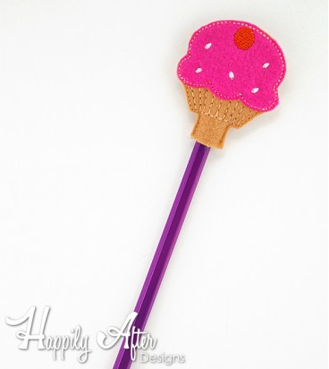 Cupcake Pencil Topper Embroidery Design 