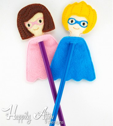 Superhero Pencil Toppers Embroidery Designs 