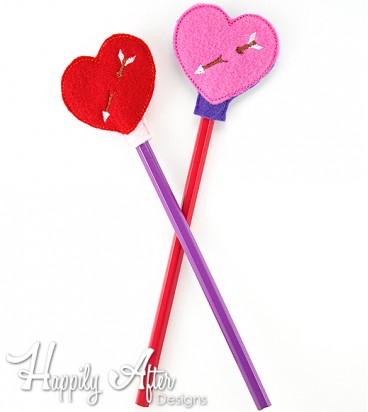 Heart Pencil Topper Embroidery Design 