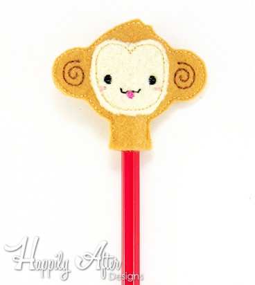 Monkey Pencil Topper Embroidery Design
