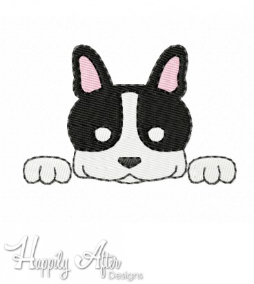 Boston Terrier Pocket Embroidery Design