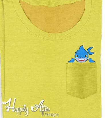 Shark Pocket Embroidery Design
