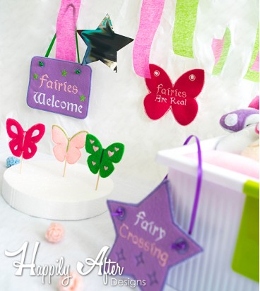 Fairy Party Signs Embroidery Designs 
