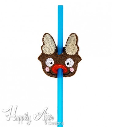 Reindeer Straw Topper Embroidery Design 
