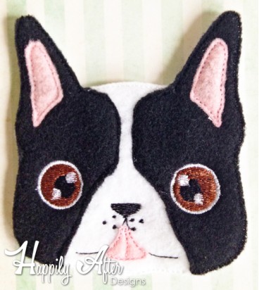 Boston Terrier Stuffie Head Embroidery Design