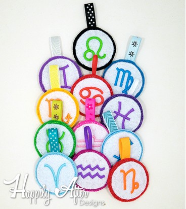 Astrology Zodiac Signs Keychain Embroidery Designs