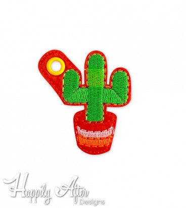 Cactus Eyelet Keychain Embroidery Design 