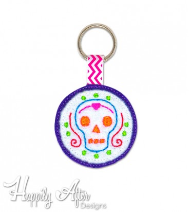 Day of Dead Skull Keychain Embroidery Design