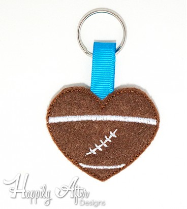 Football Heart Keychain Embroidery Design