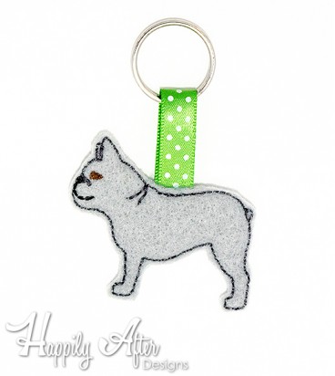 French Bulldog Keychain Embroidery Design 