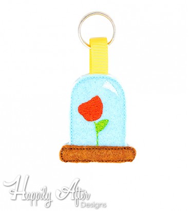 Glass Rose Keychain Embroidery Design