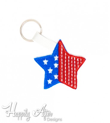 Patriotic Star Keychain Embroidery Design