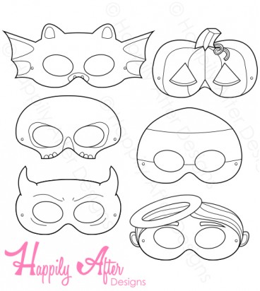 Halloween Creatures Printable Coloring Masks 