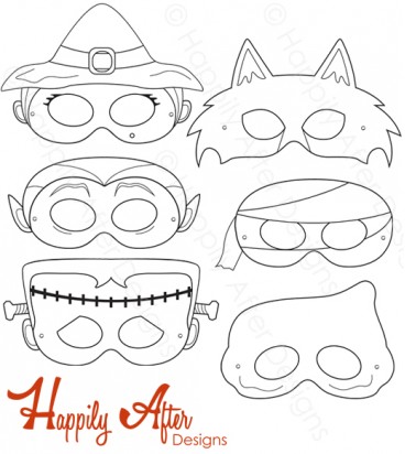 Halloween Monsters Printable Coloring Masks 
