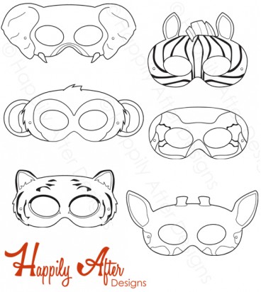 Jungle Animals Printable Coloring Masks