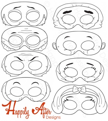 Snow White and the Seven Dwarfs Printable Coloring Masks