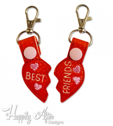 Best Friends Heart Snap Keychain Embroidery Designs