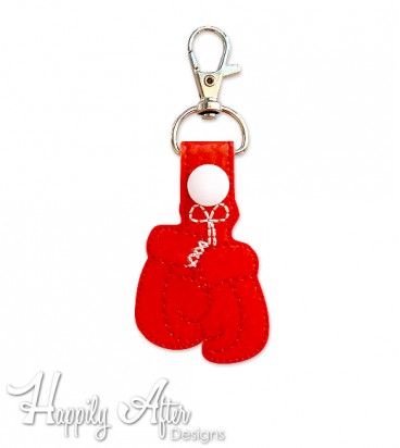 Boxing Gloves Snap Keychain Embroidery Design